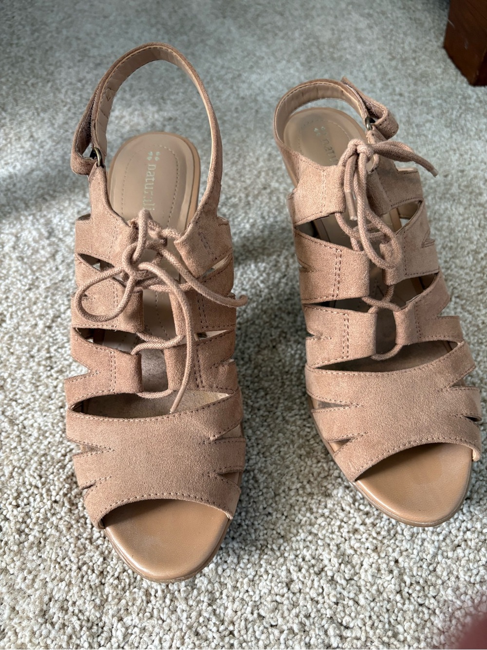 Naturalizer Women's Suede Lace-Up Open-Toe Sandals — Brown/Tan